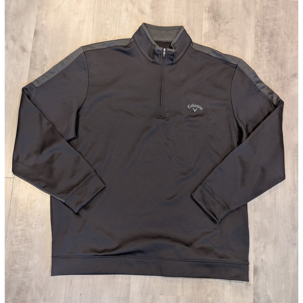 Callaway Men's 1/4 Zip Pullover Sweater Black Long Sleeve Golf Performance Sz XL